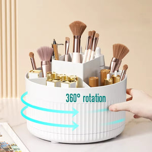 360° Rotating Makeup Storage Box Desktop Makeup Organizer Cosmetic Brush Holder Lipstick Eyebrow Pencil Holder Jewelry Container