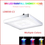 Shower Head LED Rainfall Shower Head Square Shower Head Automatically Color-Changing Temperature Sensor Showerhead for Bathroom