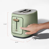 2 Slice Toaster with Touch-Activated Display, Sage Green by Drew Barrymore