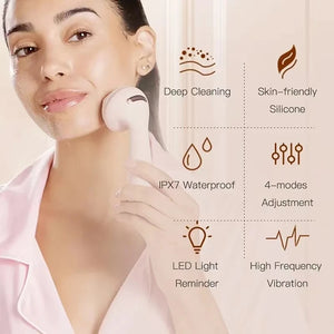 Rechargeable Facial Cleansing Brush Face Skin Care Tools Waterproof Silicone Electric Sonic Cleanser Facial Beauty Massager