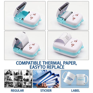 Mini Pocket Printer, Wireless BT Connection Thermal Printer for Photos Receipts Notes Memo Label Portable Inkless Gift Printer