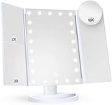 Makeup Mirror Vanity Mirror with Lights 2X 3X 10X Magnification Lighted Makeup Mirror Touch Control Trifold Makeup Mirror Women