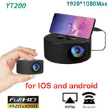 2023 New Yt200 Portable Mini Projector 4K Led Mobile Video Projector for IOS Android Outdoor Home Theater 3D Projectors