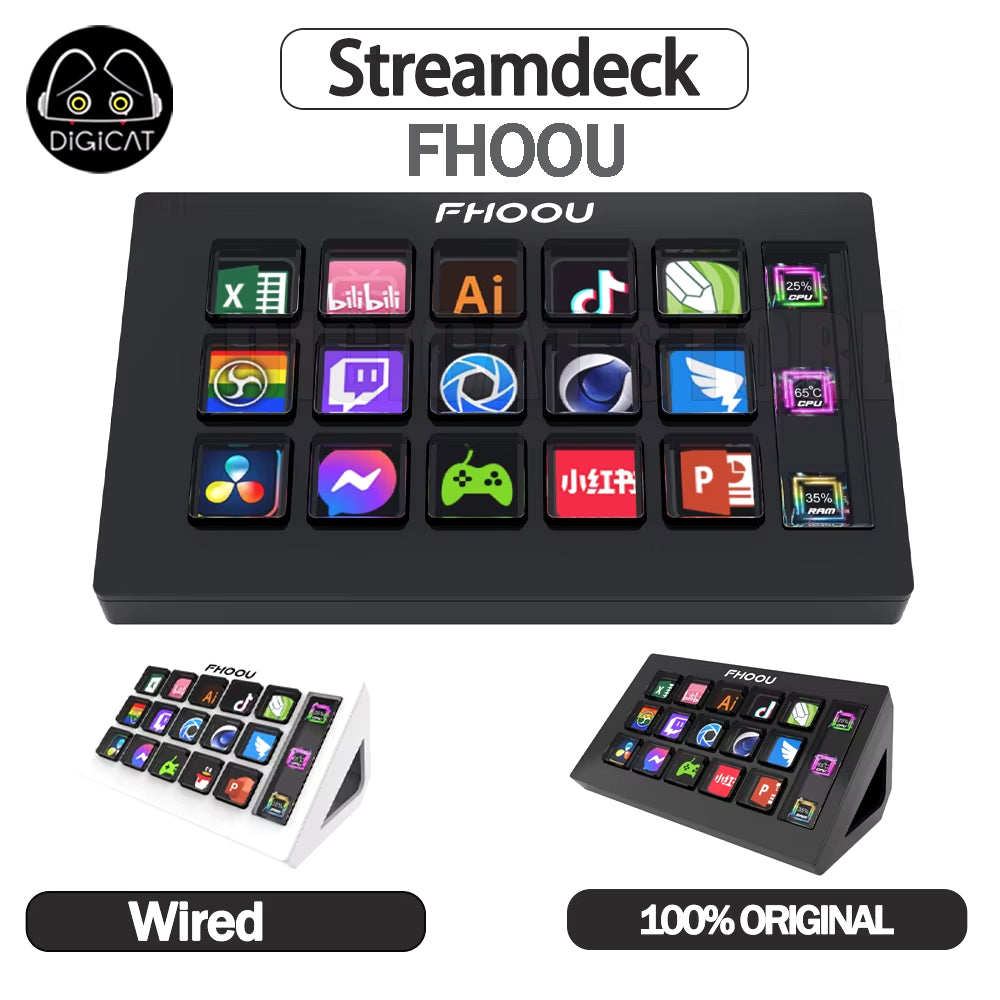 Streamdeck Mini Visual Keyboard 15Keys Stream Deck LCD Button Live Content Creation Controller Custom Button for Win/Macos Gifts