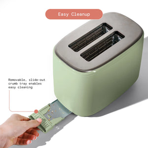 2 Slice Toaster with Touch-Activated Display, Sage Green by Drew Barrymore