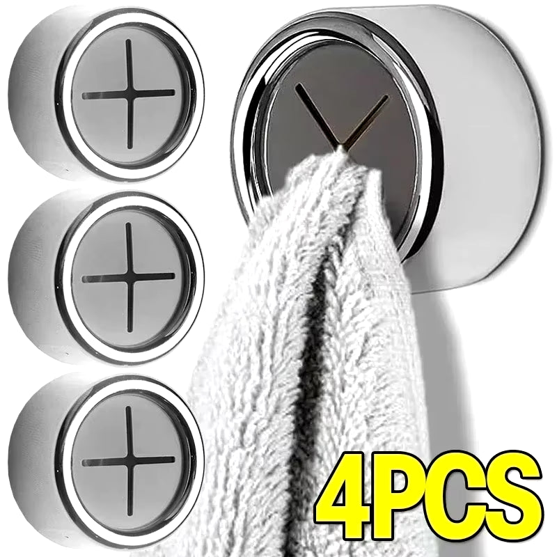 4PC Selfadhesive Towel Plug Support Wallmounted Nondrilling Bathroom Organizer Towel Hook Storage Shelf Bathroom Accessory