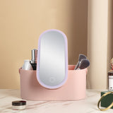 Storage Box LED Makeup Mirror Portable Portable Travel Makeup Organizer Carrying Box with Mirror LED